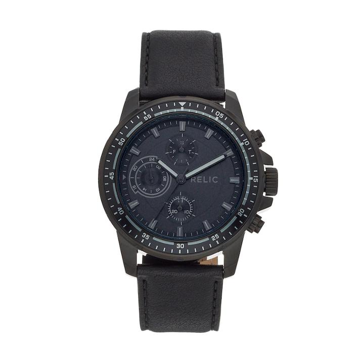 Relic Men's Heath Leather Watch - Zr15939, Size: Large, Black