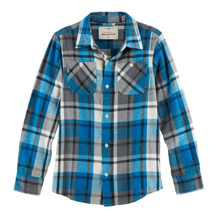 Boys 8-20 Urban Pipeline&reg; Ultimate Regular-fit 2-pocket Flannel Button-down Shirt, Size: Small, Dark Grey