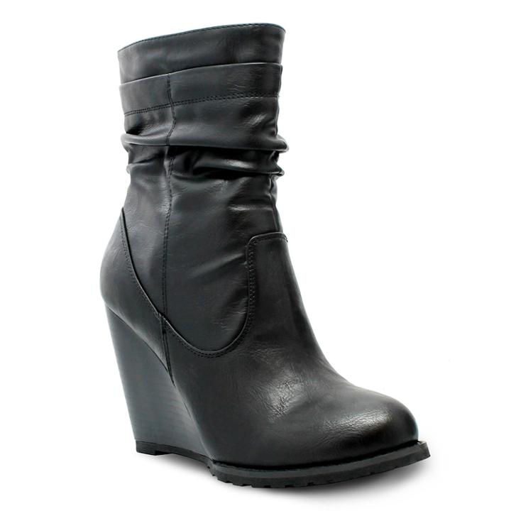 Olivia Miller Hester Women's Slouch Wedge Boots, Size: 9, Black
