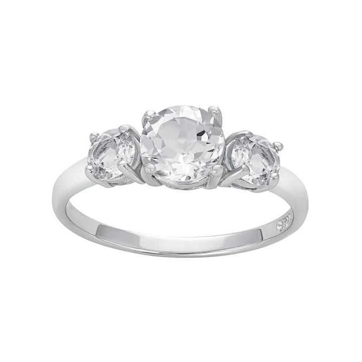 Sterling Silver Lab-created White Sapphire 3-stone Ring, Women's, Size: 9