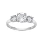 Sterling Silver Lab-created White Sapphire 3-stone Ring, Women's, Size: 9