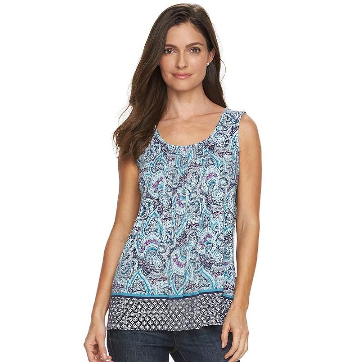 Women's Croft & Barrow Scoopneck Tank, Size: Xl, Dark Blue