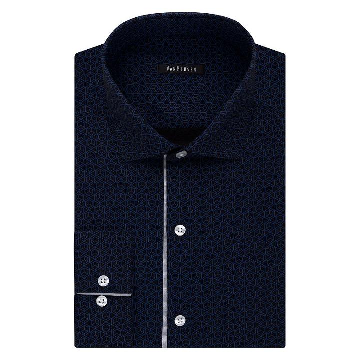 Men's Van Heusen Slim-fit Flash/fx Dress Shirt, Size: S 32-33, Grey Other