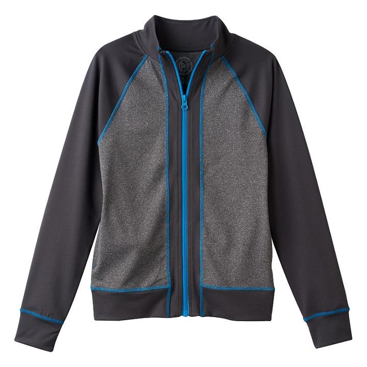 Girls 7-16 So&reg; Pieced Reversible Performance Jacket, Girl's, Size: 16, Grey (charcoal)