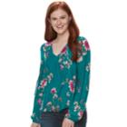 Juniors' Love, Fire Tie-front Long Sleeve Top, Teens, Size: Xl, Green