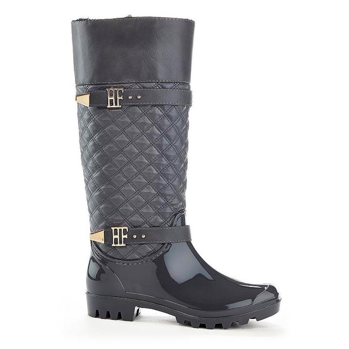 Henry Ferrera J Women's Water-resistant Quilted Rain Boots, Size: 7, Grey