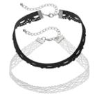 Mudd&reg; Black & White Lace Choker Necklace Set, Teens, Multicolor
