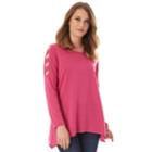 Women's Apt. 9&reg; Cage Sleeve Tee, Size: Large, Brt Pink