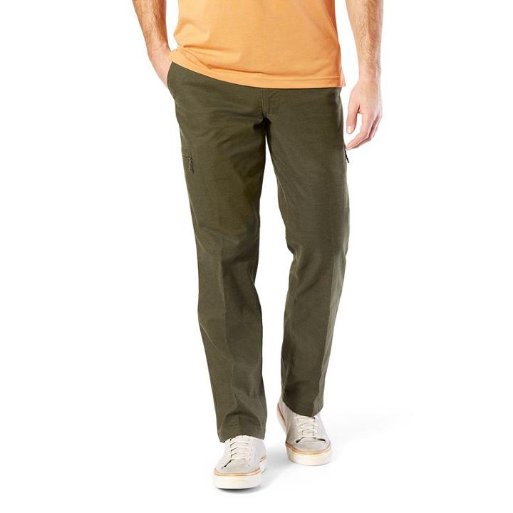 Men's Dockers&reg; Utility Cargo Straight Fit Canvas Pants D2, Size: 34x32, Lt Green