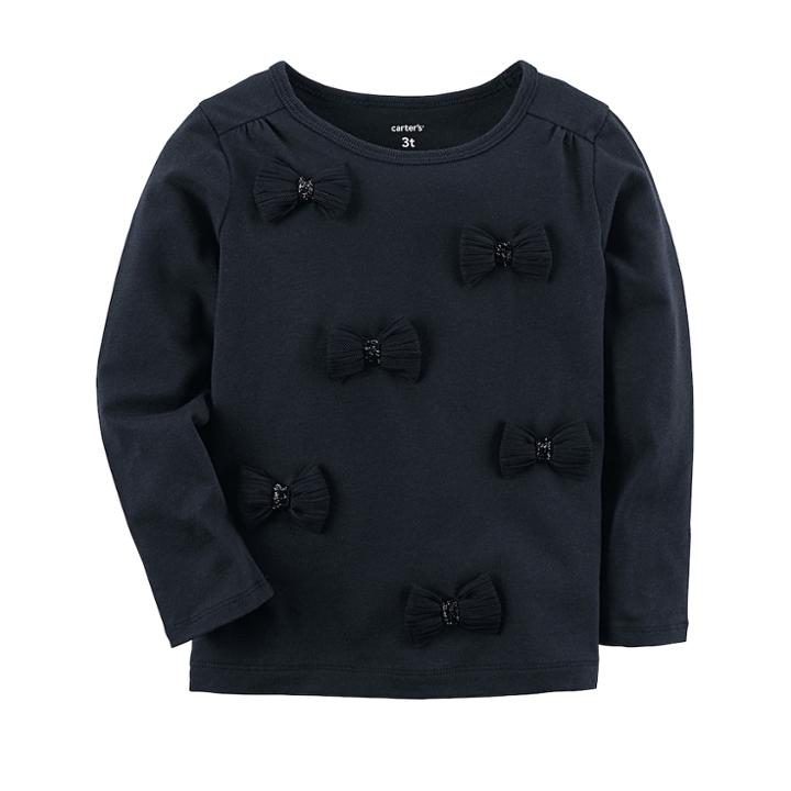 Girls 4-8 Carter's Black 3d Bow Knit Top, Size: 6x