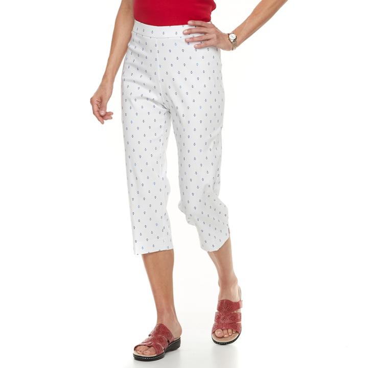 Women's Cathy Daniels Anchor Print Pull-on Capris, Size: Xl, Multi Anchor