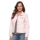 Petite Croft & Barrow&reg; Jean Jacket, Women's, Size: L Petite, Light Pink