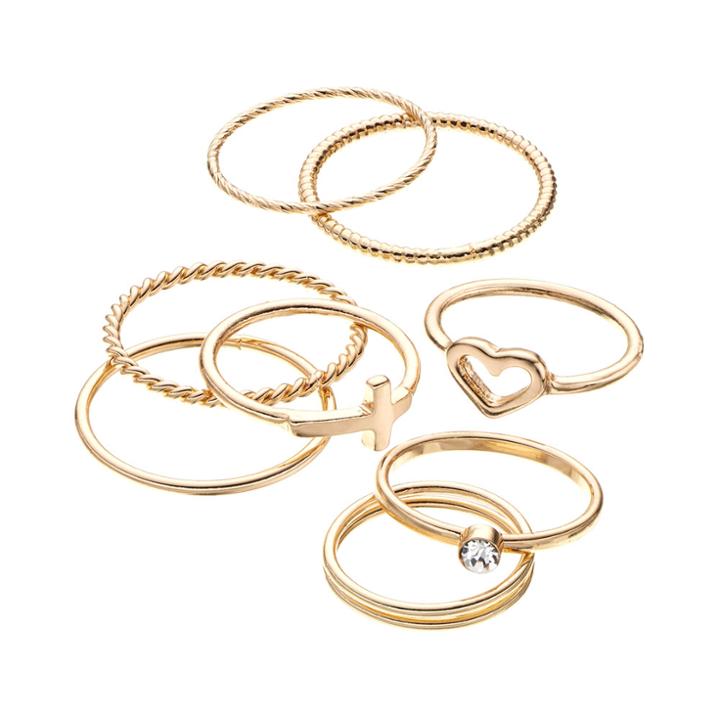 Lc Lauren Conrad Heart, Sideways Cross & Textured Ring Set, Women's, Size: 7.50, Gold