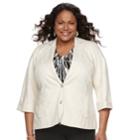 Plus Size Napa Valley Linen Jacket, Women's, Size: 16 W, Natural