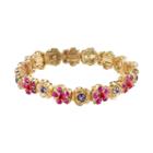 1928 Simulated Crystal Floral Stretch Bracelet, Women's, Size: 7, Multicolor