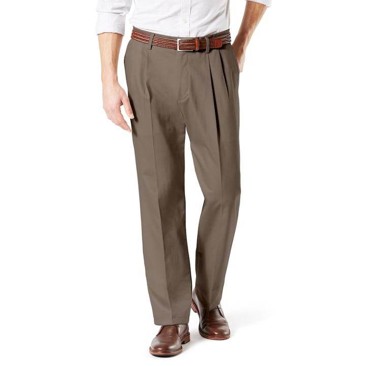 Men's Dockers&reg; Signature Khaki Lux Classic-fit Stretch Pleated Pants D3, Size: 34x34, Med Brown