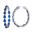 Sterling Silver Blue Cubic Zirconia Inside-out Hoop Earrings, Women's