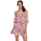 Juniors' Mudd&reg; Printed Cold-shoulder Romper, Teens, Size: Medium, Med Pink