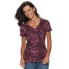 Women's Croft & Barrow&reg; Essential Classic V-neck Tee, Size: Xs, Med Purple