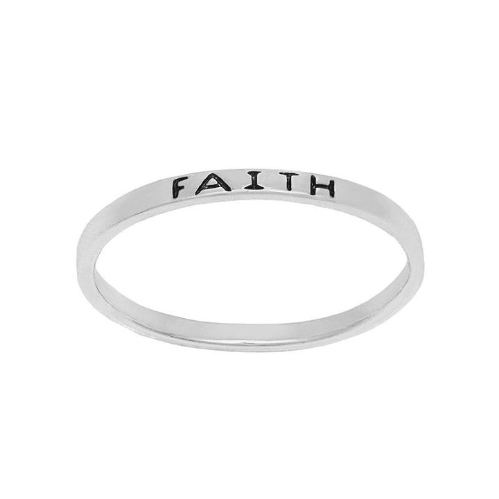 Itsy Bitsy Sterling Silver Faith Midi Ring, Women's, Size: 3, Grey
