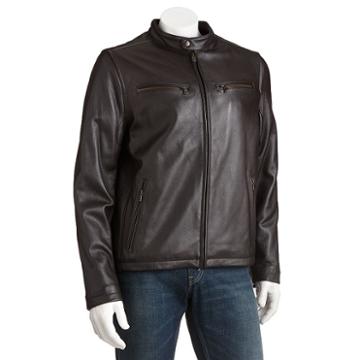 Dockers&reg; Leather Motorcycle Racer Jacket - Men, Size: Small, Brown