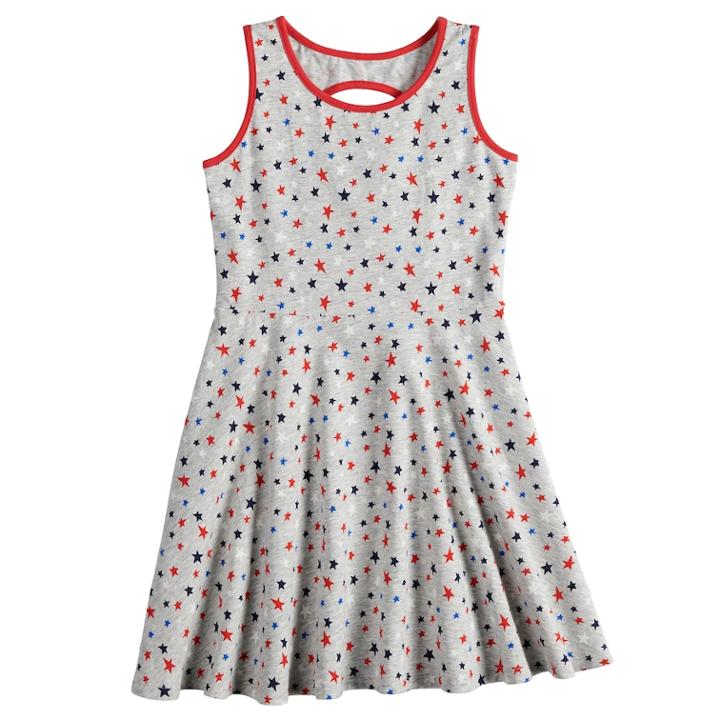 Girls 4-10 Jumping Beans&reg; Star Skater Dress, Size: 7, Light Grey