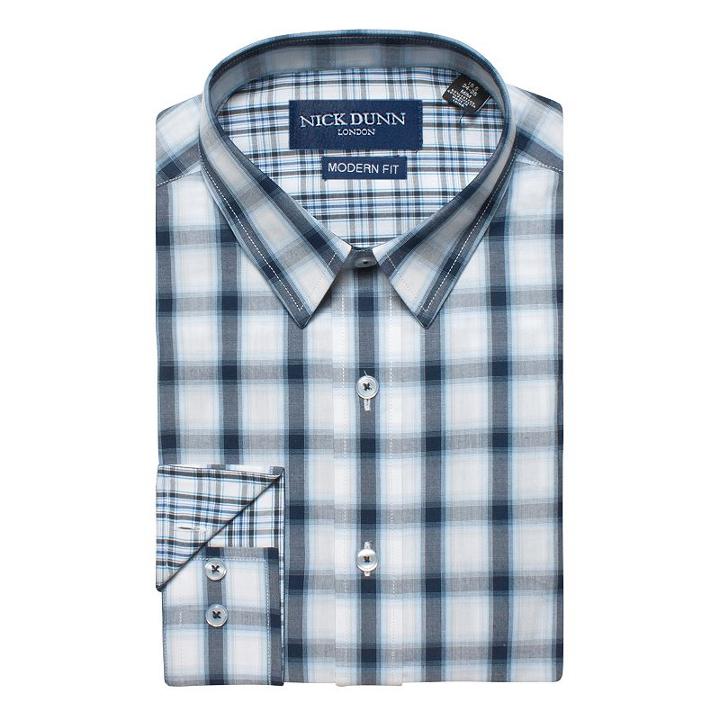 Men's Nick Dunn Modern-fit Gingham Plaid Dress Shirt, Size: 2x-36/37, Blue