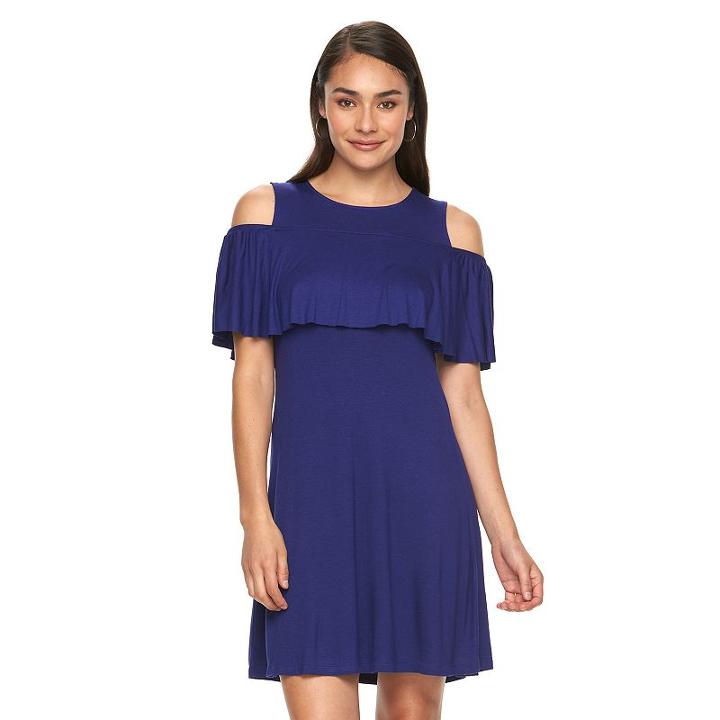 Petite Apt. 9&reg; Cold-shoulder Shift Dress, Women's, Size: Xl Petite, Drk Purple