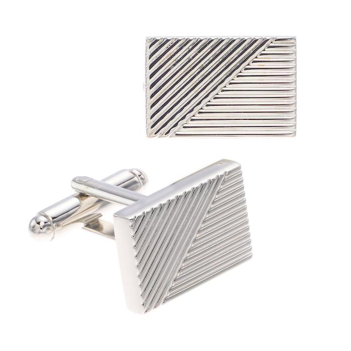 Men's Apt. 9&reg; Line Detail Cuff Links, Silver
