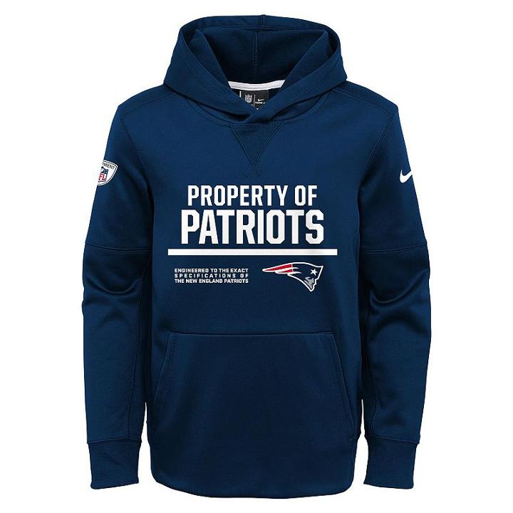 Boys 8-20 Nike New England Patriots Circuit Therma-fit Hoodie, Boy's, Size: M(10-12), Blue (navy)