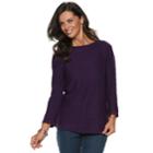 Women's Croft & Barrow&reg; Button-shoulder Crewneck Sweater, Size: Xl, Purple