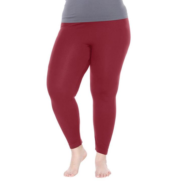 Plus Size White Mark Solid Leggings, Women's, Red Other