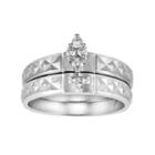 Love Always Diamond Cross Engagement Ring Set In Sterling Silver (1/8 Carat T.w.), Women's, Size: 5, White
