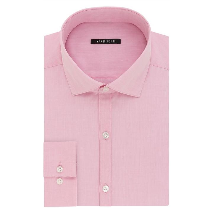 Men's Van Heusen Fresh Defense Extra-slim Fit Dress Shirt, Size: 18.5 36/37, Pink