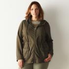 Plus Size Sonoma Goods For Life&trade; French Terry Utility Jacket, Women's, Size: 2xl, Dark Green