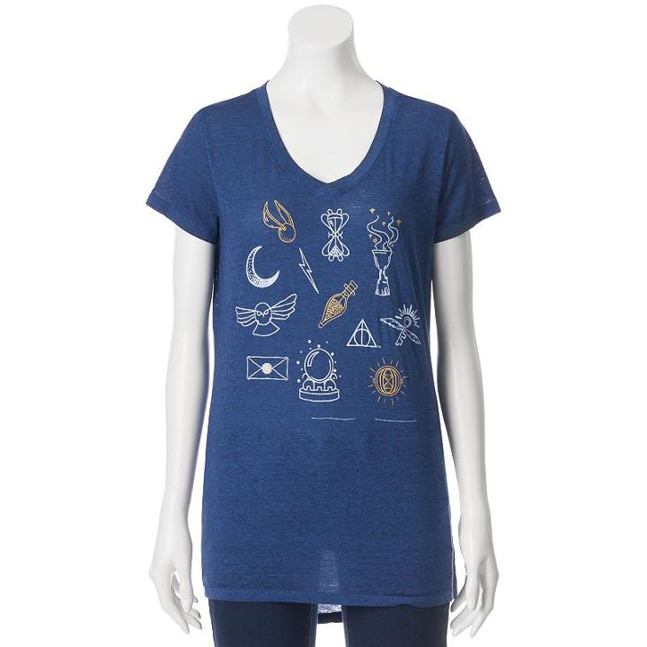 Juniors' Harry Potter Magic Symbols High-low Graphic Tee, Girl's, Size: Small, White