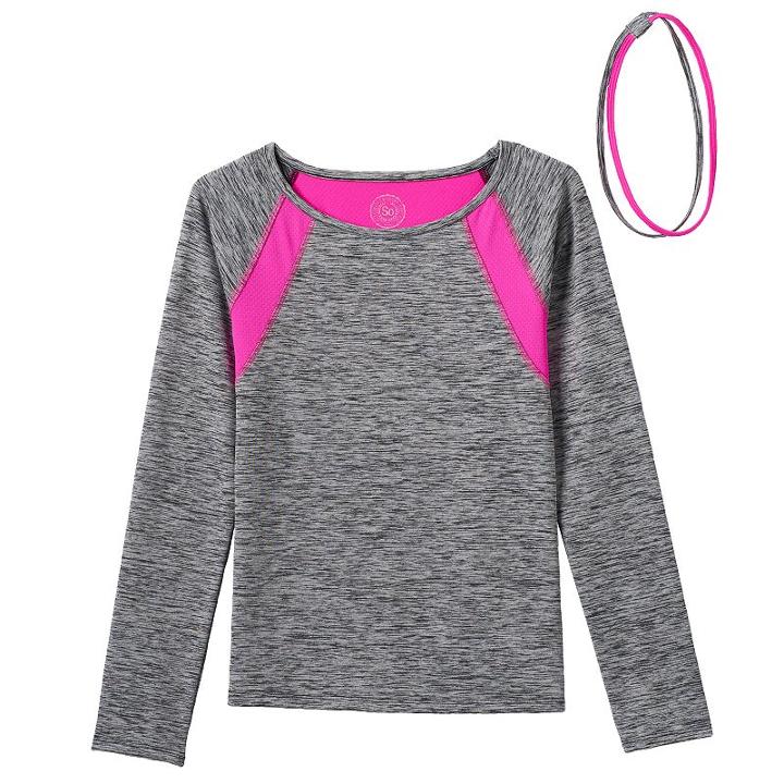 Girls 7-16 & Plus Size So&reg; Long Sleeve Top & Headband Set, Girl's, Size: 16 1/2, Oxford