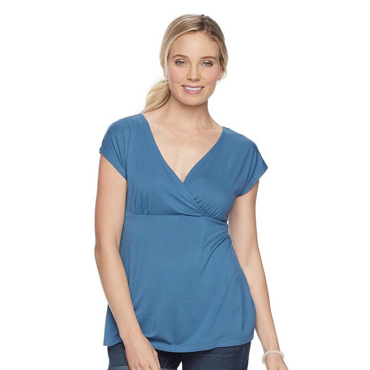 Maternity A:glow Faux-wrap Nursing Tee, Women's, Size: Xs-mat, Med Blue