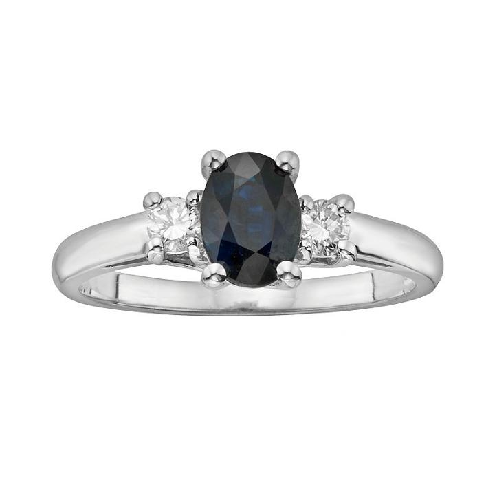 The Regal Collection 14k White Gold Genuine Sapphire And 1/5-ct. T.w. Igl Certified Diamond 3-stone Ring, Women's, Size: 8, Blue