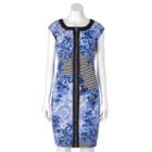 Women's Jax Floral Striped Sheath Dress, Size: 12, Blue Other