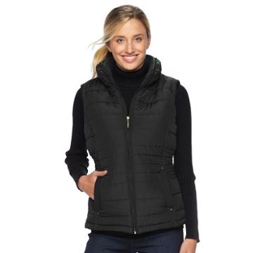 Women's Weathercast Puffer Vest, Size: Medium, Black