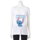 Disney's Juniors' Lilo & Stitch V-neck Graphic Tee, Girl's, Size: Large, White