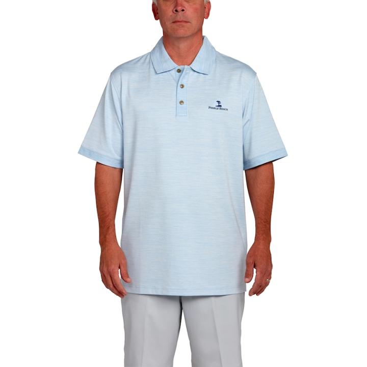 Men's Pebble Beach Classic-fit Heathered Performance Golf Polo, Size: Large, White