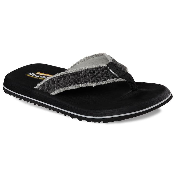 Skechers Relaxed Fit Tantric Salman Men's Flip Flop Sandals, Size: 9, Grey (charcoal)