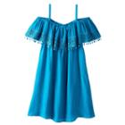 Disney D-signed Pirates Of The Caribbean: Dead Men Tell No Tales Girls 7-16 Ruffle Off Shoulder Gauze Dress, Size: Xs, Brt Blue