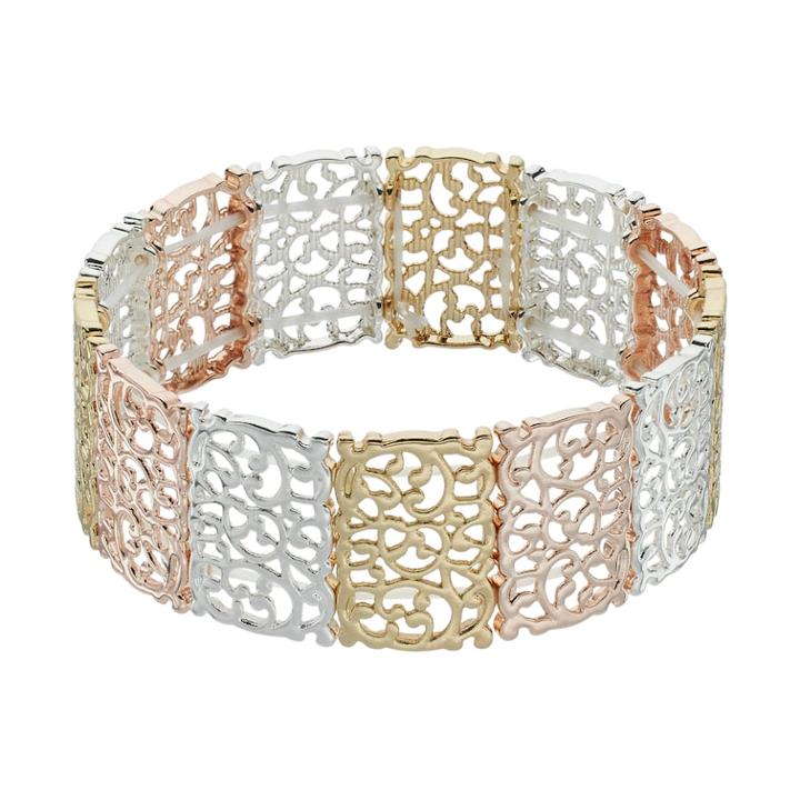 Lc Lauren Conrad Tri Tone Filigree Stretch Bracelet, Women's, Multicolor