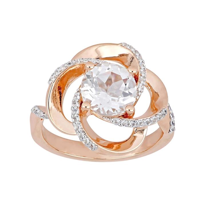 Stella Grace Rose Gold Tone Sterling Silver White Topaz Swirl Ring, Women's, Size: 8