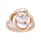 Stella Grace Rose Gold Tone Sterling Silver White Topaz Swirl Ring, Women's, Size: 8