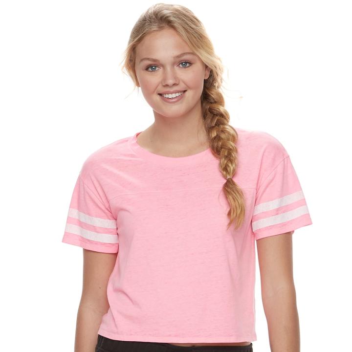 Juniors' So&reg; Sporty Crewneck Tee, Teens, Size: Large, Brt Pink