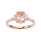 14k Rose Gold Over Silver Simulated Morganite & Lab-created White Sapphire Halo Ring, Women's, Size: 8, Pink
